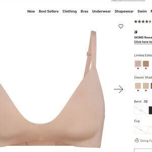 SKIMS T-SHIRT DEMI BRA WIRELESS FORM NWT 32B MICA